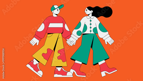 Touch starvation and connection concept with couple reaching out, human interaction, emotional distance, need for affection, modern abstract illustration