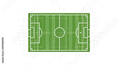 a green soccer field with white lines.