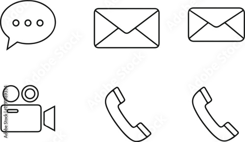Communication Icons Set Minimal Line Design Concept