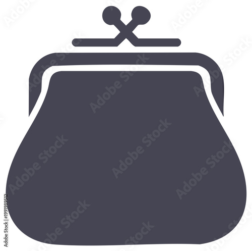 Simple Clutch Purse Icon with Clasp and Frame