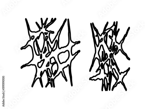 Graphic neo tribal shape asset pack. Hand drawn gothic or tattoo figures in vector for design template, poster, sticker. Isolated black elements on white background