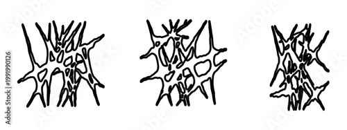 Graphic neo tribal shape asset pack. Hand drawn gothic or tattoo figures in vector for design template, poster, sticker. Isolated black elements on white background