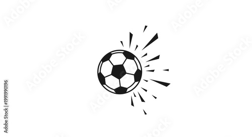 Soccer ball with dynamic motion lines.