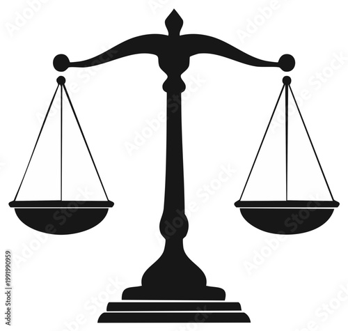 Justice scales silhouette representing balance fairness and legal decisions