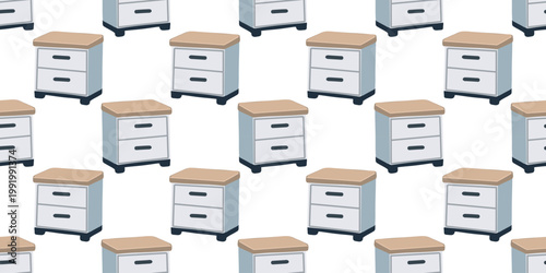 Seamless pattern nightstand cabinet bedroom furniture interior design