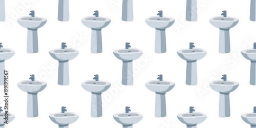 Seamless pattern ceramic sink pedestal bathroom washbasin interior design