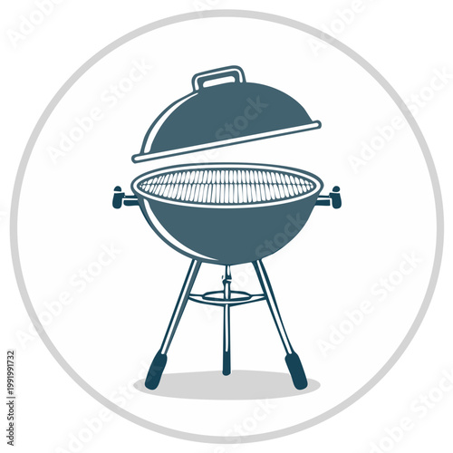 Classic Charcoal Grill with Open Lid and Grate Detail