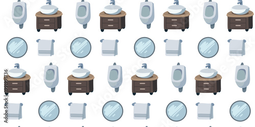 Seamless pattern vanity sink mirror urinal towel radiator design