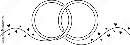 Interlocked Wedding Rings with Romantic Heart Accents