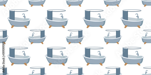 Seamless pattern bathtub curtain bathroom shower interior design