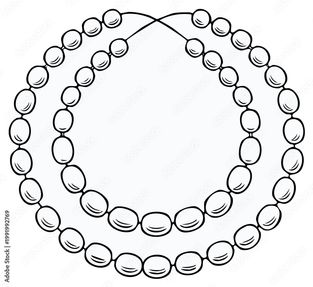 Obraz premium Hand-drawn illustration of three strands of pearl necklaces