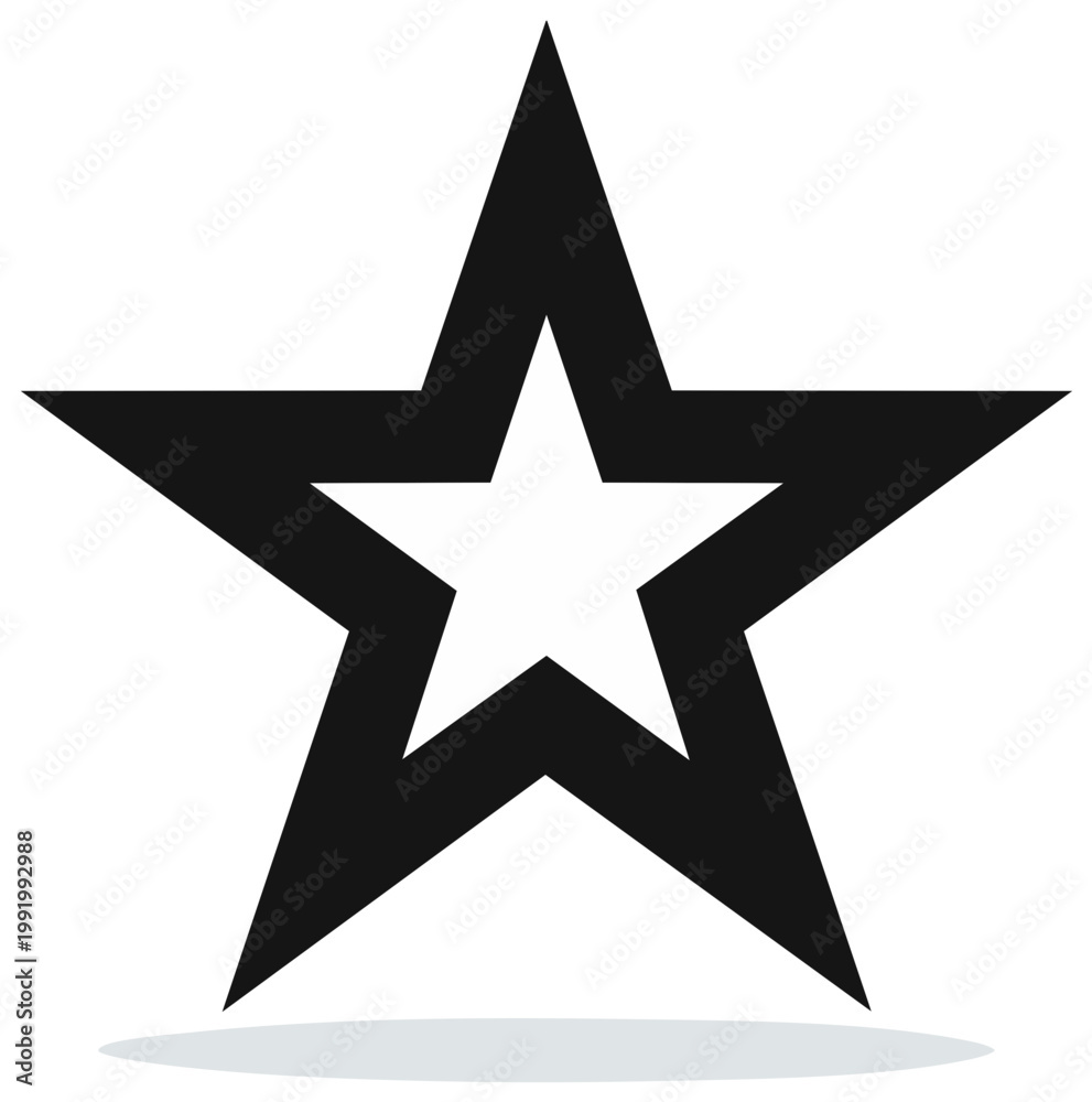 Obraz premium Simple Black Star Outline with Small White Star Shape Inside Isolated