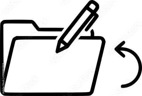 Digital file management and document editing symbol for interface name modification and software organization update featuring a simple black line art rename icon pictogram – Black Vector Illustration