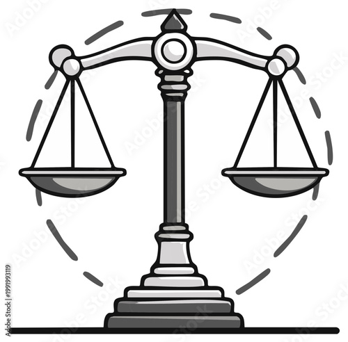 Scales of Justice Symbolic Design - Vector Illustration of Balance and Legal Equilibrium, Justice System, Courtroom Decor