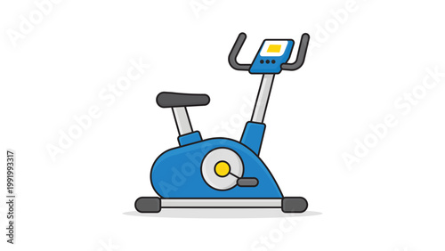 Photos Stationary Exercise Bike Vector Icon for Fitness and Gym Workouts, Modern Flat Illustration with Editable Stroke and Adjustable Line Weight, Minimalist Cardio Equipment Design on White