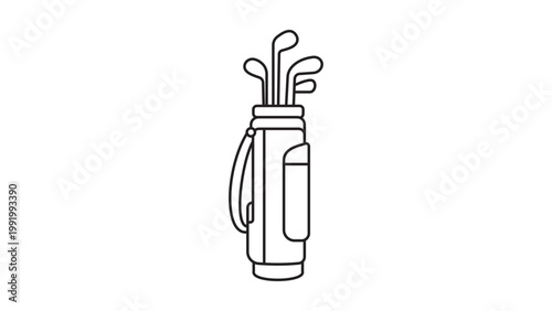 Foto Minimalist Golf Bag with Clubs Vector Icon