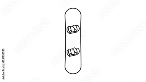 Snowboard Minimalist Black Line Vector Icon with Editable Stroke; Hand-Drawn Outline Illustration of Winter Sports Equipment, Upright Snowboarding Gear for Design Projects on White Background.