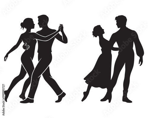 Senior Couple Holding Hands Silhouette - Elderly Love and Togetherness Concept Vector Illustration