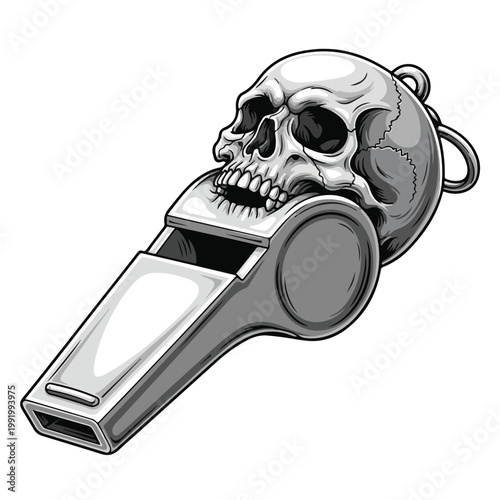 Whistle with Skull Illustration Design Element.