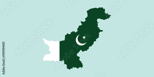 Background map of Pakistan administrative regions. Silhouette of Pakistan's regions and flag