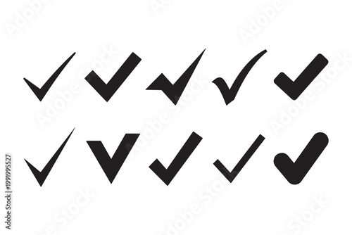 Black checkmark with white check marks on transparent background, minimalist approval symbols black checkmark white check marks