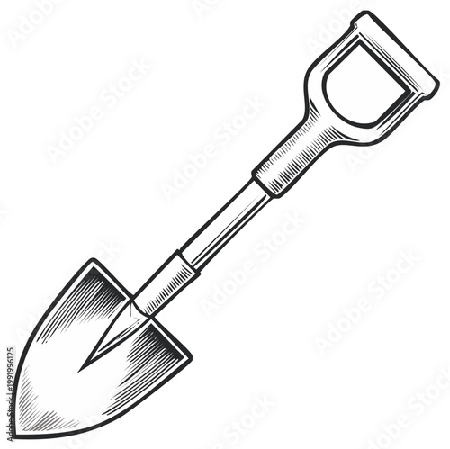 Vintage Garden Spade with Engraved Handle and Metal Blade for Digging and Gardening Tasks