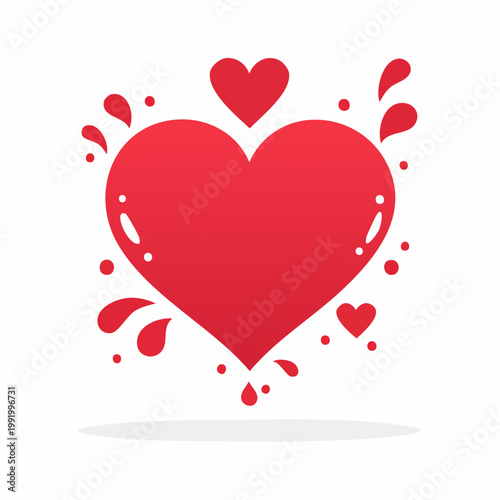 Red Heart with Splashes and Smaller Hearts