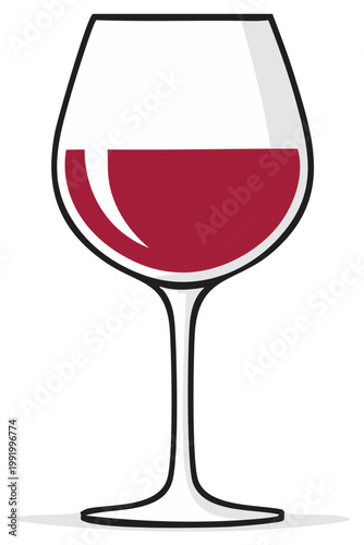 Elegant Wine Glass Filled With Rich Red Wine Simple Illustration