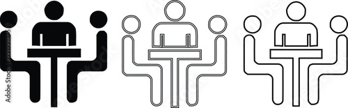 Silhouette of people at tables a minimalist icon set for dining and social gatherings