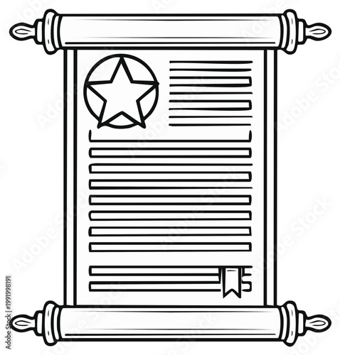Scroll of declaration with star emblem and text