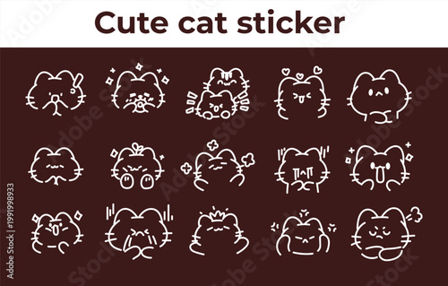 Hand Drawn Kawaii Cat Doodle and Drawing Collection