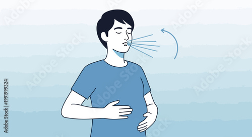 Person coughing during Mental Health Awareness Month for better health