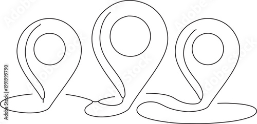 Minimalist line of three lightbulbs with glowing filaments and swirls