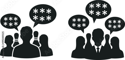 Group conversation and gossip silhouettes sharing thoughts and rumors