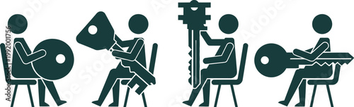 Stylized musical ensemble a dark green illustration of orchestra players performing