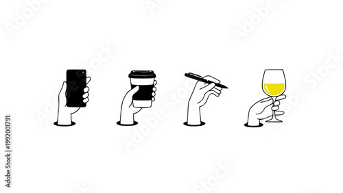 Icons showing different drinks and beverage styles.