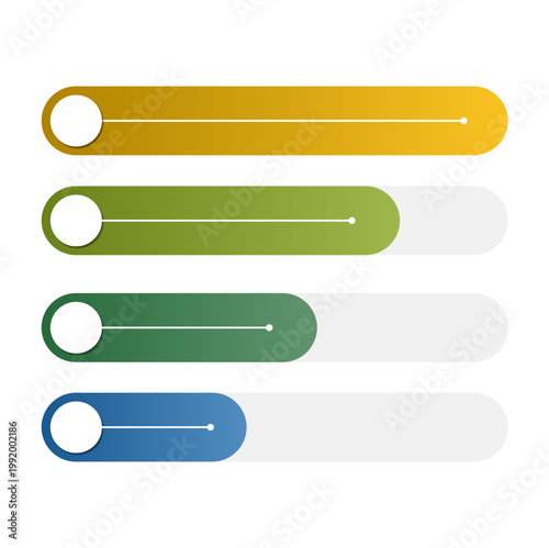 Modern Progress Bar Infographic Elements with Colorful Steps UI List Template Design