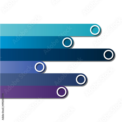 Modern Progress Bar Infographic Elements with Colorful Steps UI List Template Design