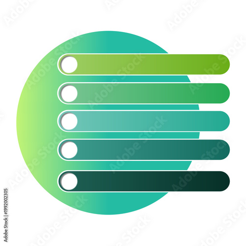 Modern Progress Bar Infographic Elements with Colorful Steps UI List Template Design