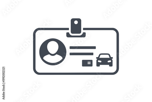 Operator's Permit Graphic, Formal Recognition Document with Automobile Icon and Individual Outline. Secure Access Pass and Professional Credentials for Authentication and Security.
