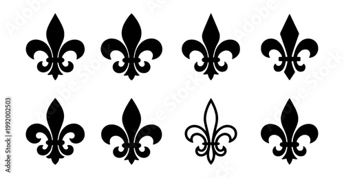 Fleur de lis symbols, black fleur de lis icons, vector fleur de lis, decorative fleur de lis