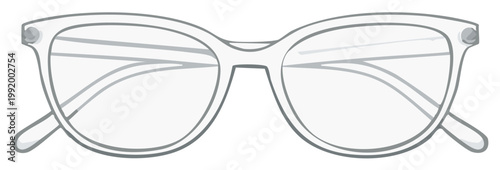 Stylish clear frame eyeglasses with lenses, simple vector illustration for vision and fashion concepts