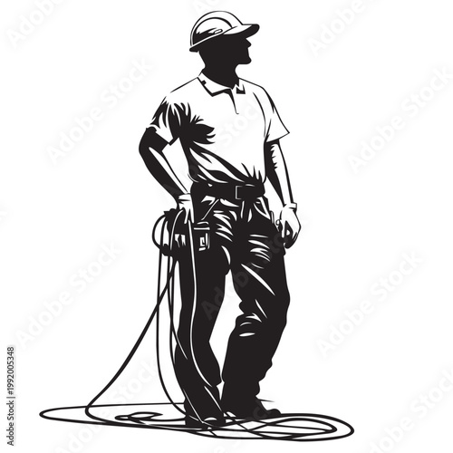 silhouette of a man with a cable