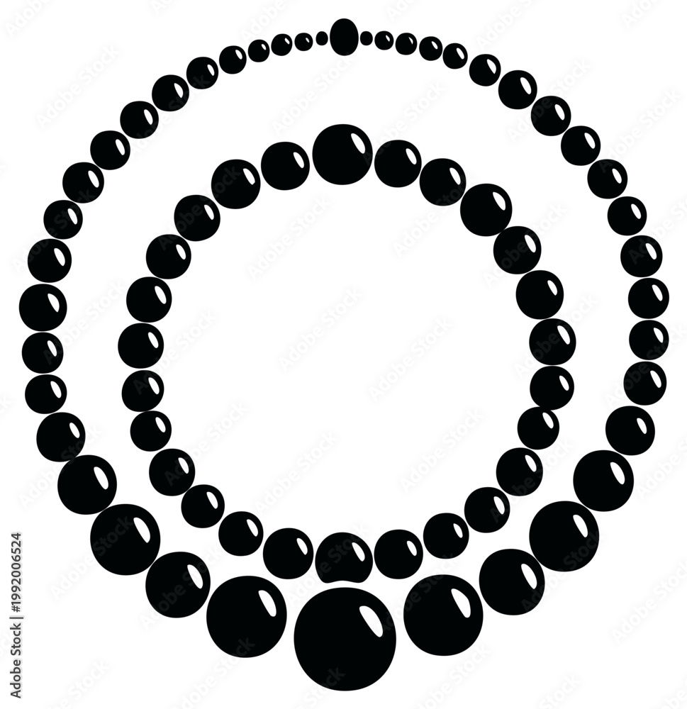 Fototapeta premium Elegant Black Pearls Arranged in Two Circles, Forming an Abstract Design