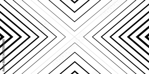 Minimalist Black and White Background with Right-Pointing Arrow. Striped Transition from Black Lines to White Abstract Solid Lines. Simple Pattern.