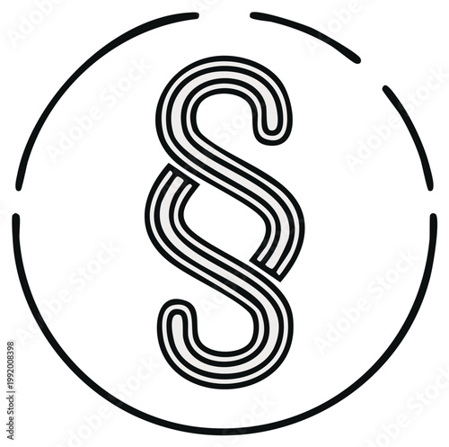 Legal symbol in a circle, isolated on white background