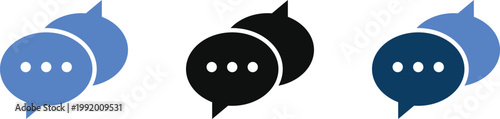 Chat bubble and text message icon set. Digital interaction and social talk sign. Application signs. User engagement and talk symbols
