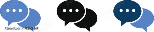 Chat bubble and text message icon set. Digital interaction and social talk sign. Application signs. User engagement and talk symbols
