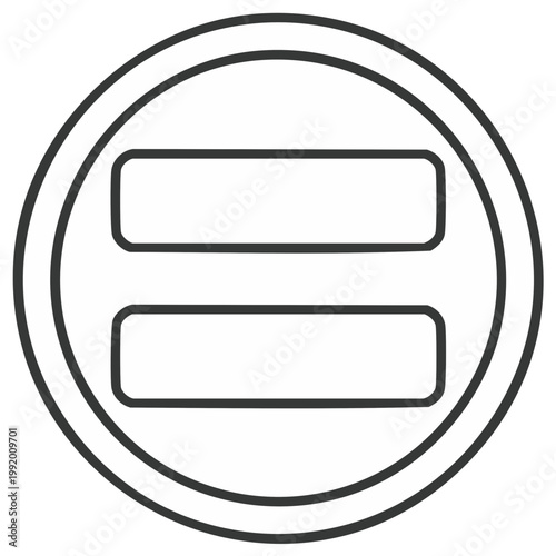 Geometric circle with double horizontal bars symbol simple line art