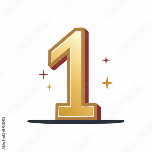 Golden number 1 with sparkling stars